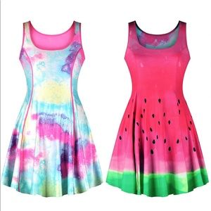 Carprinass Reversible Skater Dresses-watermelon